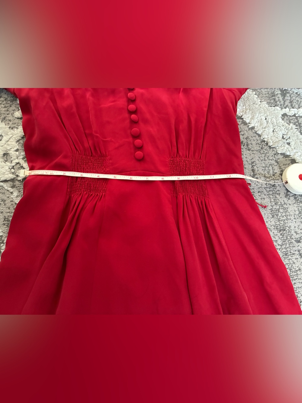 NWT vintage Betsy Johnson silk dress Sz 6 100% silk cherry red button retro 60s - Picture 5 of 10